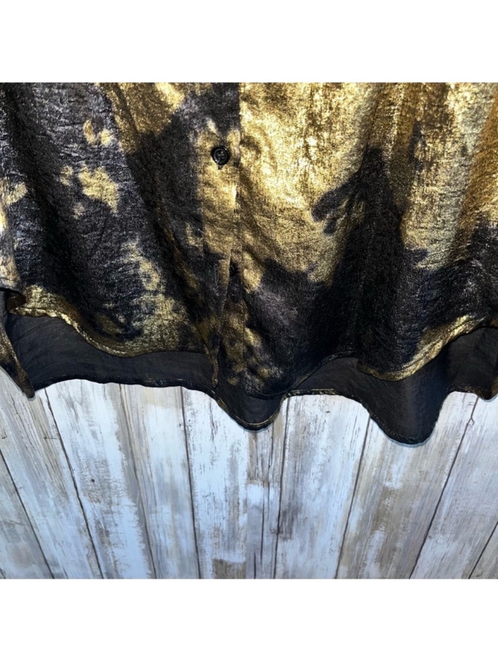 Jodifl Metallic Gold Black Oversized Button Up Blouse Top Small - Picture 3 of 7